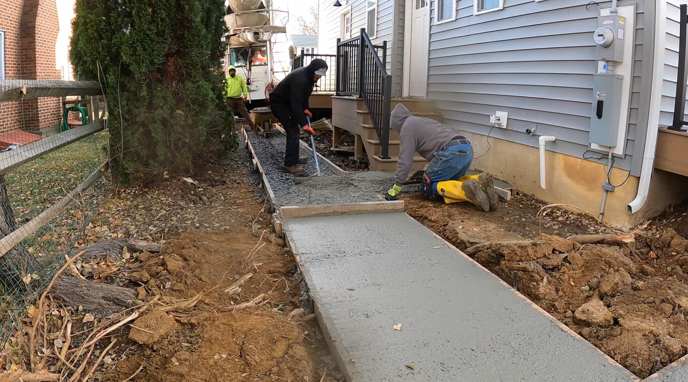 Concrete walkway installation by professional crew in Placentia, CA